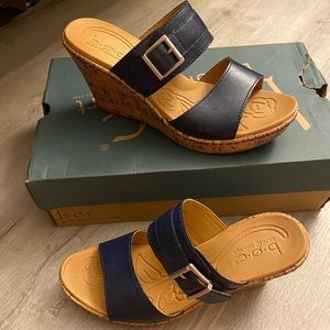 B.O.C navy blue wedge sandals size 8.